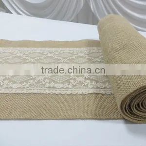 Burlap and Lace Table Runner Hessian Table Runner for Rustic Wedding Decoration thumbnail-4