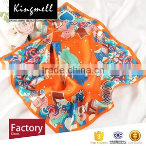 Wholesale Women's Digital Printing Silk Scarf Square Scarf thumbnail-2
