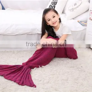 Bulk Wholesale Hotsale Acrylic Children Blankets Mermaid Tail Blanket thumbnail-5