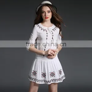 Maxnegio Bohemian Style White Embroidery Mini Dresses for Juniors thumbnail-6