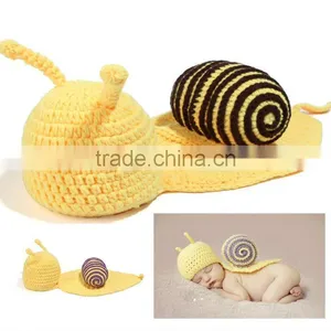 Newborn Snail Design Knitted Hat Cute Baby Kids Crochet Boutique Caps Winter Baby Clothes thumbnail-1