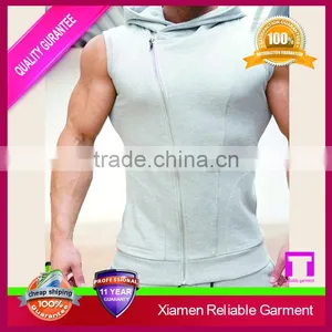 New Arrival Custom Sleeveless Muscle Hoodie With Thin Fleece Fabric for Jogging thumbnail-1