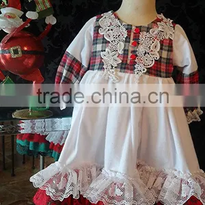 Girls Classic Long Sleeved Plaid Vintage Lace Embellished Nightgown Baby Christmas Sleepwear thumbnail-6