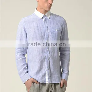 OEM Fashion Hemp T Shirts for Man Long Sleeve With Button Design thumbnail-1