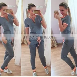 2016 Hot Sale Spring Style Sweat Shirt Print Tracksuit Women Long Pants Pullover Tops Womens Set Women Sport Suits thumbnail-3