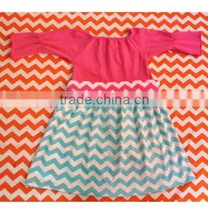 Hot Selling Baby Chevron Pettidress 1piecs Stitching Skirt Fresh Pillowcase Dress Summer Printed Chevron Cotton Dress thumbnail-1