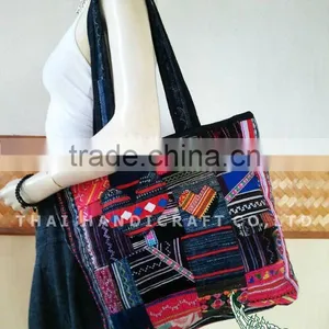 Thai Embroidered HMONG Hill Tribe Patchwork Fabric Tote Hand Bag thumbnail-1