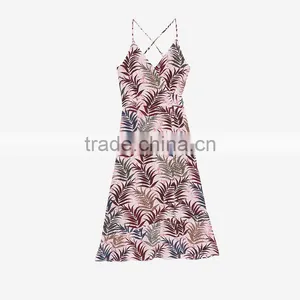 V-neck Thin Straps Jungle Printed Ruffled Hem Wraparound Maxi Dress thumbnail-6