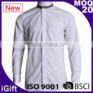 BSCI/SA8000 Executive Solid Men Fashion Shirt Stand Collar Color Men Shirt thumbnail-1