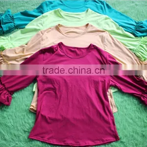Plus Size Cotton Mom Shirts Solid Color Ruffle Top 3/4 Sleeves Lady Blouse Wholesale Mom Top Spring Summer Women Clothes thumbnail-2