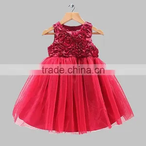 Newest Girl Party Dress Red Flower Fashion Kid Dresses Children New Year Hot Sale GD31025-3 thumbnail-1