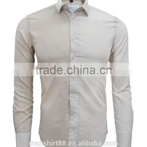 Latest Shirt Designs Fashional Linen&Cotton Special Contrast Slim Fit Shirts for Men thumbnail-2