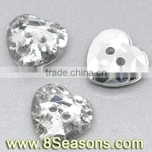 Silver Plated Back 2 Holes Heart Acrylic Sewing Buttons Scrapbooking 12x12mm, Sold per Pack of 200,8seasons thumbnail-1