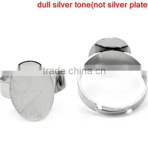 Custom 20PCs Silver Plated Adjustable Oval Cabochon Ring Settings thumbnail-1