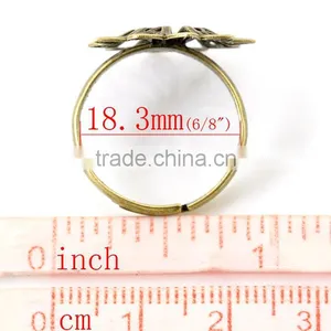 20PCs Antique Bronze Adjustable Filigree Flower Rings 18.3mm(US 8),Jewelry thumbnail-1