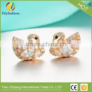New Fashion 925 Silver Needle Cartoon Animal Swan Small Cubic Zricon Stud Earrings thumbnail-3
