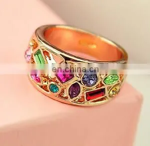 Fashion Thumb Forefinger Middle Finger Rings for Men Women Unisex With Austrian Crystal Gold Plated thumbnail-3