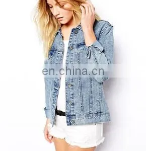 Wholesale New Fashion Acid Wash Denim Jacket With Long Sleeve Design, 100% Manufacturer Customized Ladies Jacket thumbnail-1