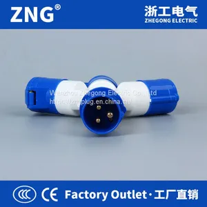 Multifunctional Industrial Plug and Socket 3-way 16Amp 3Pin, AC220V 16Amp 2P+PE 3-way Industrial Socket thumbnail-1