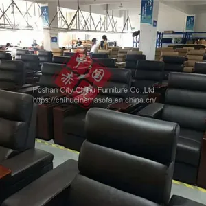 High End Brown Genuine Leather Electric Recliner Sofa for Home Theater thumbnail-5