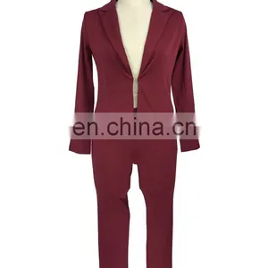 Hot Selling Long Sleeves Two Piece Office Lady Sexy Blazer Business Suit Sets thumbnail-6