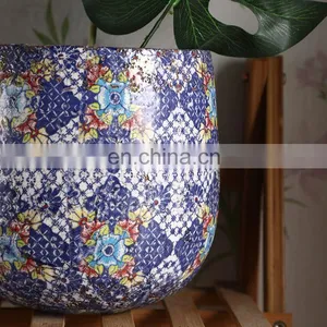 Western Art Style Antique Design Garden Indoor Decor Ceramic Purple Flower Pots for Balcony thumbnail-3
