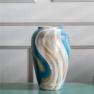 Mediterranean Simple Style Abstract Hand Paint Colours Ceramic Vase For Table Decoration thumbnail-1