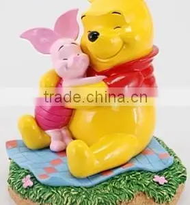 Lovely Winnie Bear With Pink Pig , Bear Figure Craft thumbnail-3