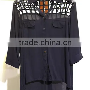 3/4 Sleeve Crisscross Shoulder With Studded for Women Blouse thumbnail-1