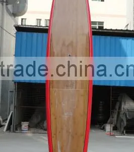 14' SUP Race Paddle Boards AKU Shaping Epoxy Boards Red Rail Bamboo Race Paddle thumbnail-1