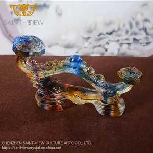 Casting Liuli Art Chinese Traditional Feng Shui Decoration Large Size Ruyi Home Decor thumbnail-3