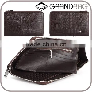 Vintage Style Crocodile and Soft Calf Leather Men Clutch Wristlet Wallet Handbag Wholesale thumbnail-1