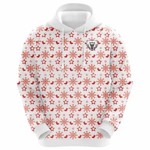 Customized Sublimation White Hoodie With Red Socks and Snowflake Pattern thumbnail-1