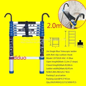 Single Blue Telescopic Ladder With Hook+Anti-slip Cushion thumbnail-3