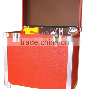 High Quality Red Faux Leather LP Record Carrier Case,red Vinyl lp Flight Box,professional Faux Leather DJ Flight Case Record Box thumbnail-2