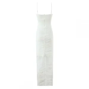 025 New Fashionable Elegant Women's Dress, Stretch Mesh Ruched Long Dress Gown thumbnail-3