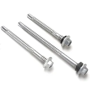 1-Year Warranty Tek Screws Hex Head With EPDM Washer C1022A Carbon Steel Yellow Zinc for Industrial Construction Full Sizes Available thumbnail-4