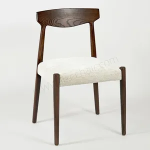 High Quality Luxury Nordic Solid Wood Frame Comfortable Cushion Seat Wooden Chair for Dining Room thumbnail-2
