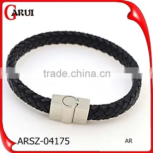 Customized Logo Bio Magnetic Clasp Bracelet Genuine Leather Man Bracelet thumbnail-2