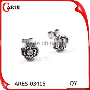 Black Stainless Steel Women Jewelry Flower Stud Earrings thumbnail-1