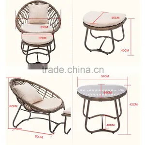 2PCS Chaise Portable Deck Outdoor Beach Rattan Lazy People Sun Lounger thumbnail-2