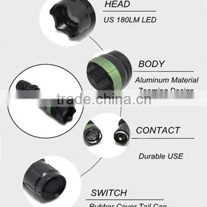 (120242) Zooming Aluminum Alloy 1*18650/3*AAA Police Torch Rechargeable Led Flashlight thumbnail-3