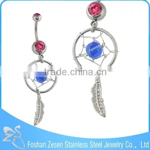 Blue Crystal Antique Style Dream Catcher Belly Naval Dangle Body Jewelry thumbnail-2