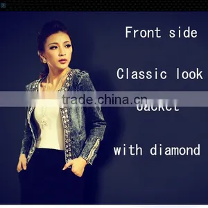 DJ213586 2014 Fashion Apparel Denim Jean Jacket China Wholesale Clothing Ladies Apparel With Diamond thumbnail-1