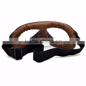 BJ-GT-008 Newest Custom Brown Leather Clear Lens Motocross Goggles thumbnail-5