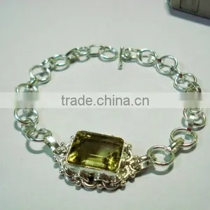 Faceted Lemon Topaz Gemstone Metal Bracelets thumbnail-1