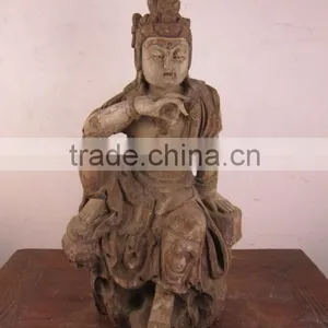 Chinese Antique Wooden Dancing Buddha Statu thumbnail-1