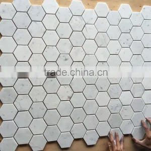 Competitive Prices Bianco Carrara White Marble Mosaic for Bathroom Tile and Wall Tile thumbnail-2