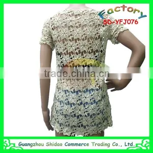 High Quality Fashion Designer Embroidery Clothing Lace Woman Cotton Embroidery Blouse thumbnail-3