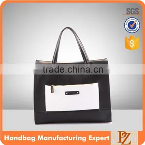 3773 Reversible Trendy Simple Style PU Material Black Big Size Shopping Bag thumbnail-1